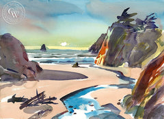 Seaside Beach, Fort Bragg, California art by Ron Hanner. HD giclee art prints for sale at CaliforniaWatercolor.com - original California paintings, & premium giclee prints for sale