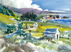 South of Westport, Mendocino, California art by Ron Hanner. HD giclee art prints for sale at CaliforniaWatercolor.com - original California paintings, & premium giclee prints for sale