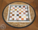Chess table by Sam Maloof designed for Millard Sheets, chess board from Northern Italy, made from tiles used in Beverly Hills Mosaics by Millard Sheets, CaliforniaWatercolor.com