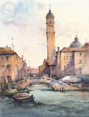 Church Tower Venice, California art by Shuang Li. HD giclee art prints for sale at CaliforniaWatercolor.com - original California paintings, & premium giclee prints for sale