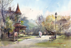 Heritage Park, San Diego, California art by Shuang Li. HD giclee art prints for sale at CaliforniaWatercolor.com - original California paintings, & premium giclee prints for sale