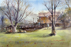 Old Poway, California art by Shuang Li. HD giclee art prints for sale at CaliforniaWatercolor.com - original California paintings, & premium giclee prints for sale