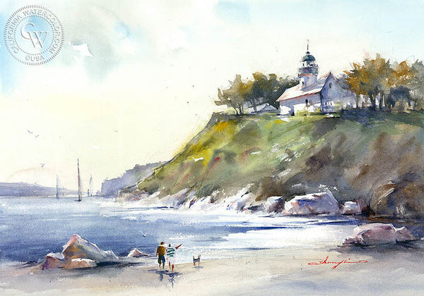 Point Loma in Distance, California art by Shuang Li. HD giclee art prints for sale at CaliforniaWatercolor.com - original California paintings, & premium giclee prints for sale