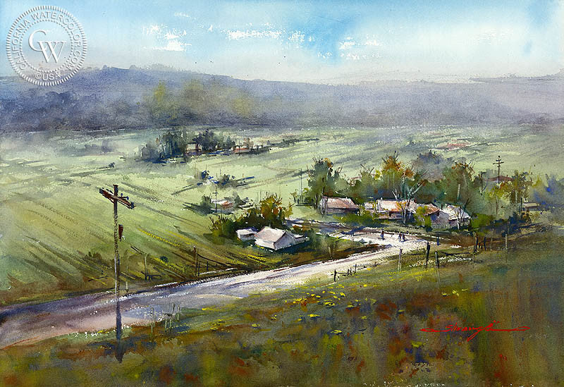 Spring at San Pasqual, watercolor painting by Shuang Li  (American art). Fine art giclée print reproduction by California Watercolor for wall decor.