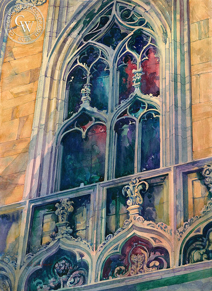 Evening with the Duomo, Milan Cathedral, California watercolor art by Sid Bingham. HD giclee art prints for sale at CaliforniaWatercolor.com - original California paintings, & premium giclee prints for sale