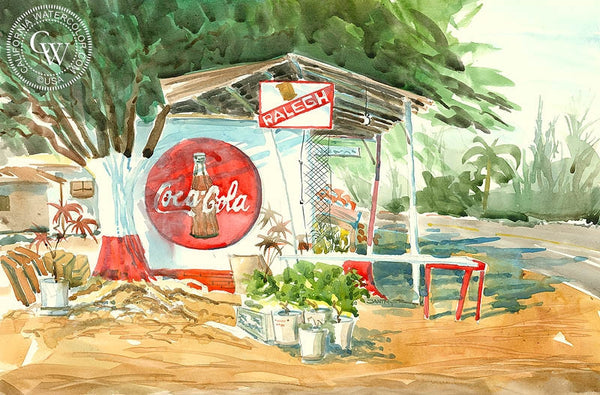 Coca Cola, California art by Steve Santmyer. HD giclee art prints for sale at CaliforniaWatercolor.com - original California paintings, & premium giclee prints for sale