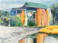 Kona Boys, California art by Steve Santmyer. HD giclee art prints for sale at CaliforniaWatercolor.com - original California paintings, & premium giclee prints for sale