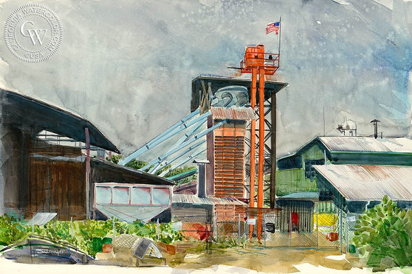 Kona Coffee Mill, California art by Steve Santmyer. HD giclee art prints for sale at CaliforniaWatercolor.com - original California paintings, & premium giclee prints for sale