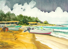 Majahua Beach, California art by Steve Santmyer. HD giclee art prints for sale at CaliforniaWatercolor.com - original California paintings, & premium giclee prints for sale