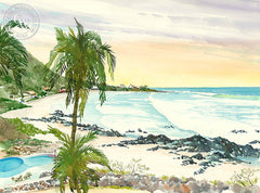 Manzanillo Bay, California art by Steve Santmyer. HD giclee art prints for sale at CaliforniaWatercolor.com - original California paintings, & premium giclee prints for sale