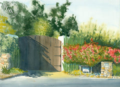 Pauma Valley Gate, California art by Steve Santmyer. HD giclee art prints for sale at CaliforniaWatercolor.com - original California paintings, & premium giclee prints for sale