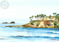Seal Rock, Laguna Beach, California art by Steve Santmyer. HD giclee art prints for sale at CaliforniaWatercolor.com - original California paintings, & premium giclee prints for sale