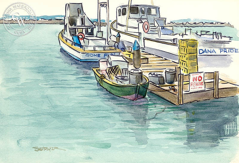 Some Fun, watercolor painting by Steve Santmyer  (American art). Fine art giclée print reproduction by California Watercolor for wall decor.