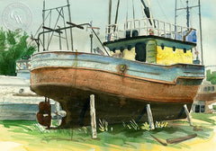 Drydock 1, California art by Steve Santmyer. HD giclee art prints for sale at CaliforniaWatercolor.com - original California paintings, & premium giclee prints for sale