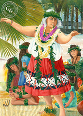 Hawaiian Hula Teacher, California art by Steve Santmyer. HD giclee art prints for sale at CaliforniaWatercolor.com - original California paintings, & premium giclee prints for sale