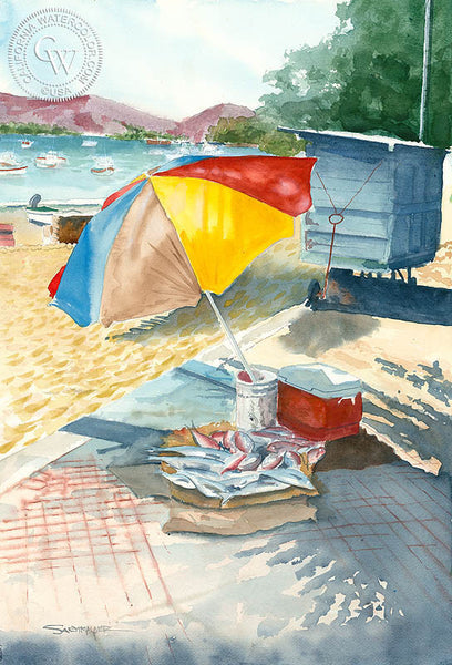 Zihuatanejo, Guerrero, Mexico, California art by Steve Santmyer. HD giclee art prints for sale at CaliforniaWatercolor.com - original California paintings, & premium giclee prints for sale