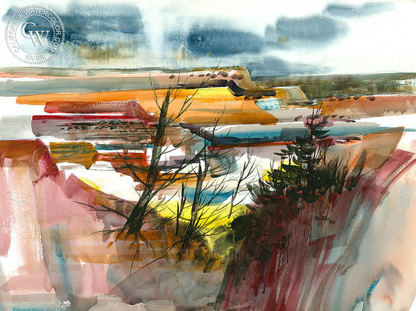 The Grand Canyon, California watercolor art by Tom Fong. Original California watercolor painting for sale, fine art giclee print for sale, Grand Canyon painting, Grand Canyon watercolor landscape painting, CaliforniaWatercolor.com