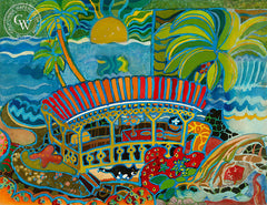 Tropical Sunset, California art by Tom Van Sant. HD giclee art prints for sale at CaliforniaWatercolor.com - original California paintings, & premium giclee prints for sale