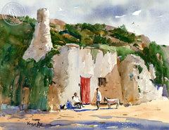 Cliffside Conversation, California art by Vernon Nye. HD giclee art prints for sale at CaliforniaWatercolor.com - original California paintings, & premium giclee prints for sale