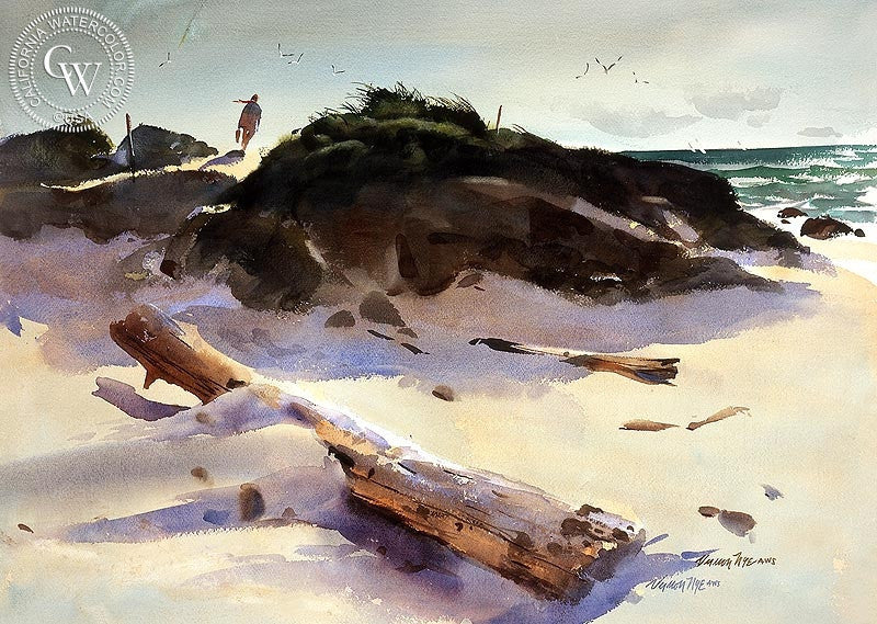 Summer Day, c. 1950s, watercolor painting by Vernon Nye  (American art). Fine art giclée print reproduction by California Watercolor for wall decor.