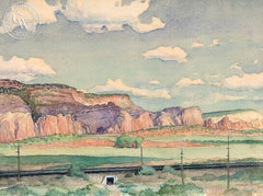 Cliffs Near Navajo Reservation, Arizona, 1966, California art by Warren Chase Merritt. HD giclee art prints for sale at CaliforniaWatercolor.com - original California paintings, & premium giclee prints for sale