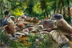 Spring Valley Creek, California art by Wayne La Com. HD giclee art prints for sale at CaliforniaWatercolor.com - original California paintings, & premium giclee prints for sale