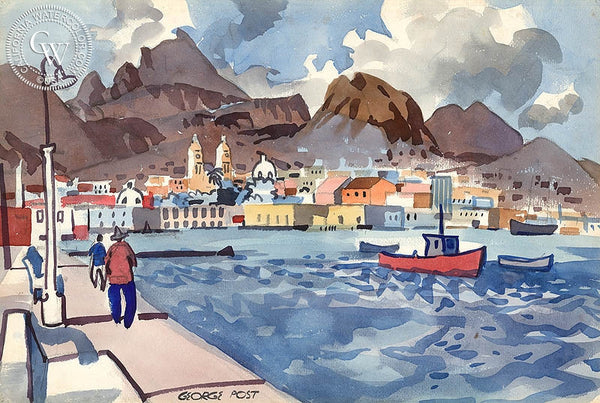 Guaymas, Mexico, 1957, California art by George Post. HD giclee art prints for sale at CaliforniaWatercolor.com - original California paintings, & premium giclee prints for sale