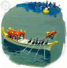 Leading the Flotilla, California art by Hardie Gramatky. HD giclee art prints for sale at CaliforniaWatercolor.com - original California paintings, & premium giclee prints for sale