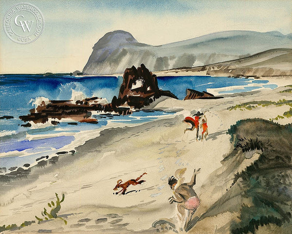 Beach Day, California art by Lee Blair. HD giclee art prints for sale at CaliforniaWatercolor.com - original California paintings, & premium giclee prints for sale