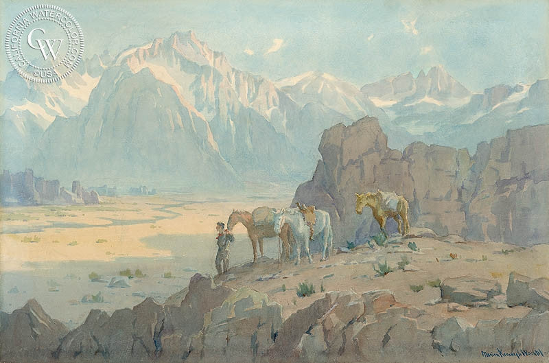 Desert Gold, c. 1920s, watercolor painting by Marion Wachtel  (American art). Fine art giclée print reproduction by California Watercolor for wall decor.