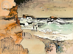 From the Cove, Laguna, 1985, California art by Milford Zornes. HD giclee art prints for sale at CaliforniaWatercolor.com - original California paintings, & premium giclee prints for sale