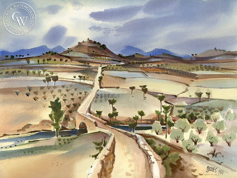 ◆Ｚampini Ａntonio　「街の景色」　油彩F6 号◆ Lands of Spain, 1964, art by Milford Zornes – California Watercolor