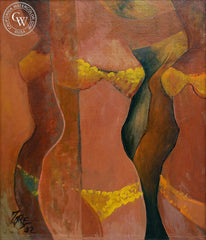 Milford Zornes - Show Girls, 1952, an original California oil painting for sale, original California art for sale - CaliforniaWatercolor.com