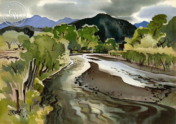 The Magdalena at Imuris, 1966, California art by Milford Zornes. HD giclee art prints for sale at CaliforniaWatercolor.com - original California paintings, & premium giclee prints for sale