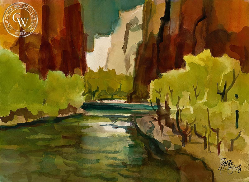 Virgin River, Utah, 1976, art by Milford Zornes – California