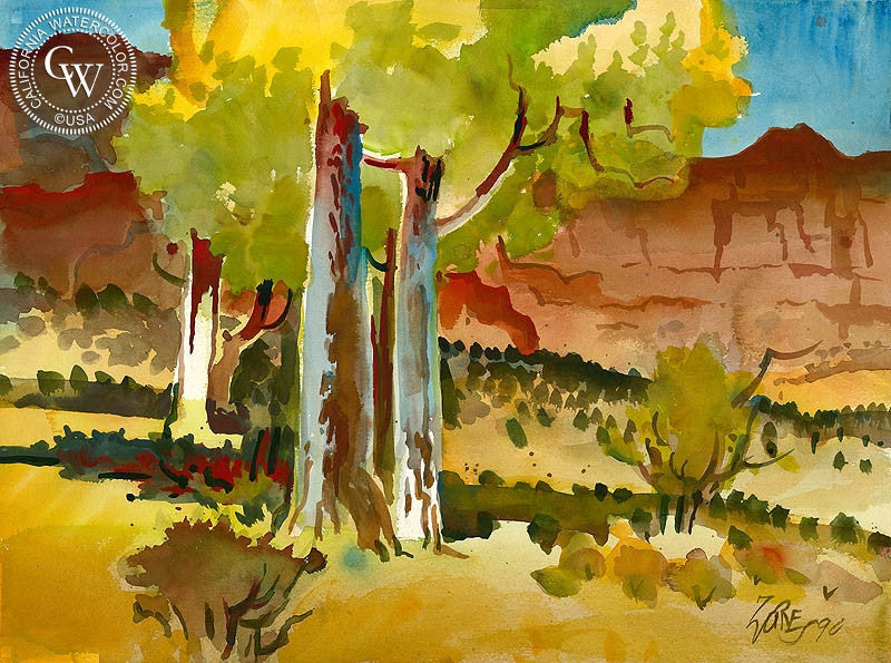 Utah, 1990, art by Milford Zornes – California Watercolor